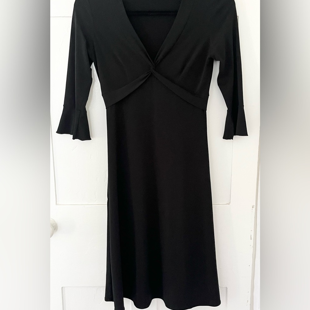 BCBGMaxAzria Black 3/4 Sleeve Midi Cocktail Dress, size small